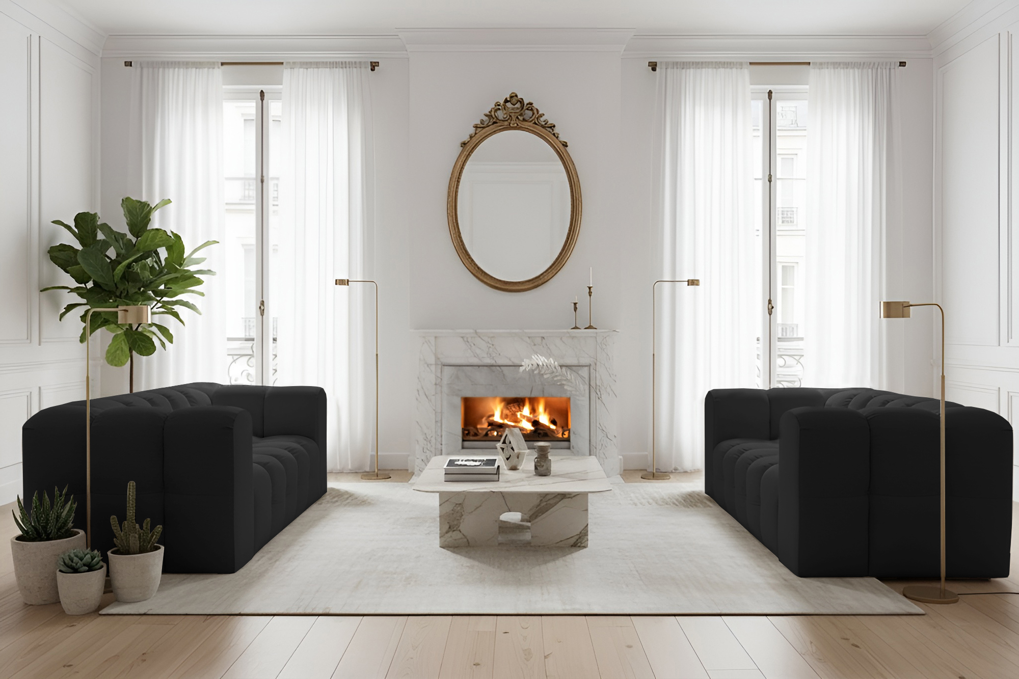 Baloo 2-Sitzer Set Sofas Schwarz